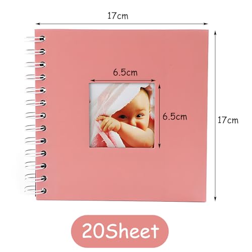 xiluuyou Fotoalbum zum Selbstgestalten 17x17 cm, Scrapbook Album, 20 Blatt Schwarze Seiten Fotobuch zum Einkleben für Baby Geburtstag Jahrestag Hochzeit, Einbandfarbe - Rosa
