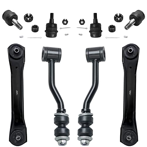 Image of Detroit Axle - 8pc Front End Control Arms Kit for Jeep 1991-2001 Cherokee 1991-1992 Comanche, Lower Control Arms Upper Ball Joints Sway Bar Links Replacement