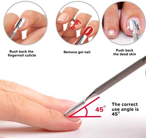 Armiz Cuticle Pusher Stainless Steel Dual Head Nail Scraper for Gel Nails Uv Gel Polish Remover Tool - Cuticle Stick for Fingernails and Toenails