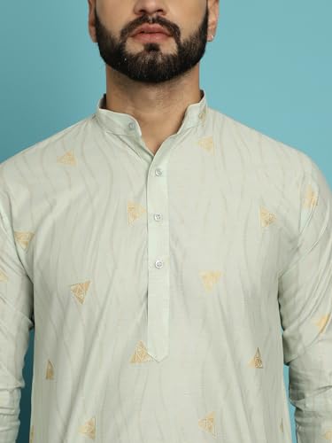 Image of SOJANYA (Since 1958 Men's Jacqard Silk Kurta & White Pyjama Set