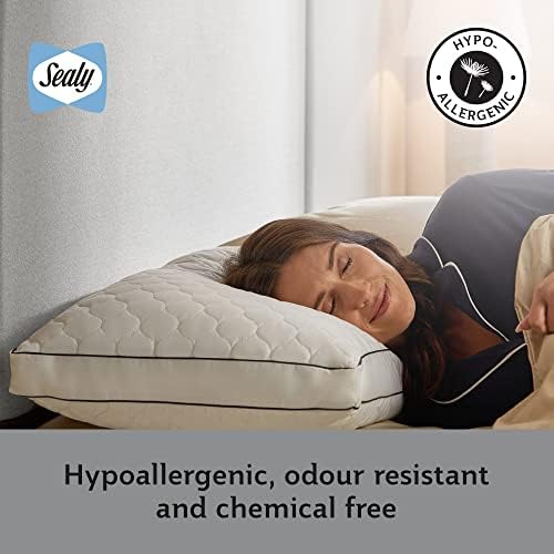 Sealy Side Sleeper Pillow - Supportive Foam Centre Pillow with Medium Firmness Ideal for Side Sleepers - Hypoallergenic, Dupont Fibres and Quilted Cotton Pack of 1 White 551151GE