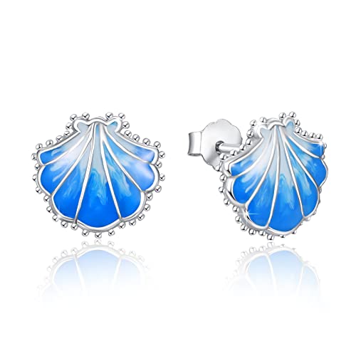 Sterling Silver Seashell Studs Earrings For Women Girl Ocean Beach Stud Vacation Earring Hypoallergenic Jewelry For Sensitive Ears Birthday Gifts #TOP13