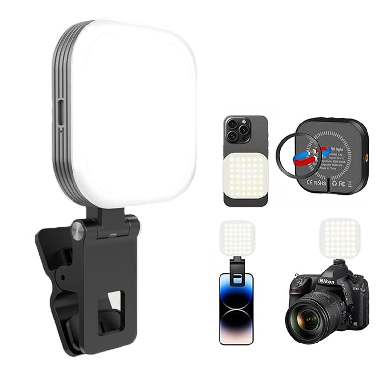 Lampe magnétique à selfie pour téléphone portable rechargeable avec 3 modes d'éclairage/10 niveaux de luminosité à clipser pour iPhone/Android/iPad Lumière pour maquillage TikTok Selfie Vlog