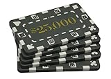 MRC 5 Pcs Denominated Rectangular Poker Chips Plaques $25000 Grey