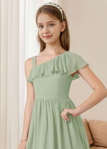 Girls' Special Occasion Dresses One Shoulder Ruffle High Low Chiffon Formal Girls Junior Bridesmaid Dresses4