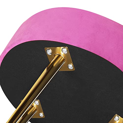 Magshion Modern Scalloped Back Accent Velvet Upholstered Armchair With Golden Legs And Soft Pillow With Footrest For Living Room, Comfy Vanity Chair, Pink #TOP7