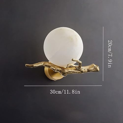 HIHELO Luces de pared para dormitorio estilo chino lámpara de pared de mármol de cobre diseño creativo arte sala de estar fondo pared dormitorio