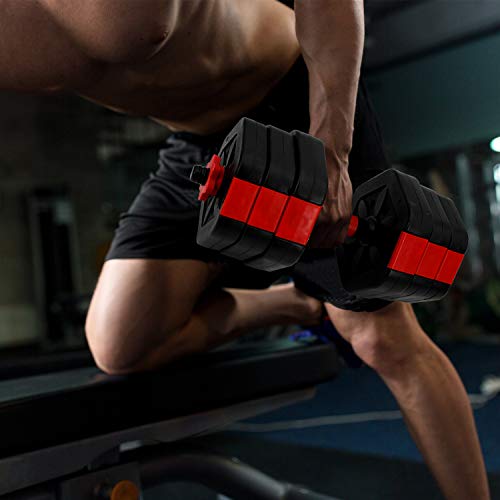 VIVITORY Fitness Dumbbells Set, Upgraded Adjustable Weight Sets up to 44/66Lbs, Free Weight with Connecting Rod Used As Barbell, Iron Sand Mixture, Hexagon Design, Home Gym Work Out Training Equipment