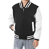 jeecoin Boys Girls Bomber Jackets Varsity Jacket Kids Baseball Softball Football Sweatshirt Zip Up S
