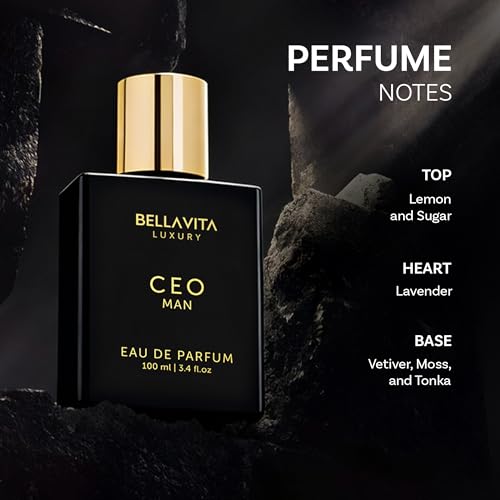 Image of Bellavita Luxury CEO MAN Eau de Parfum | 100 ml (3.4 fl.oz.) | Perfume for Men | Mandarin, Lemon, Lavender, and Vetiver Notes | Long Lasting Men's Fragrance | Gift for Father's Day