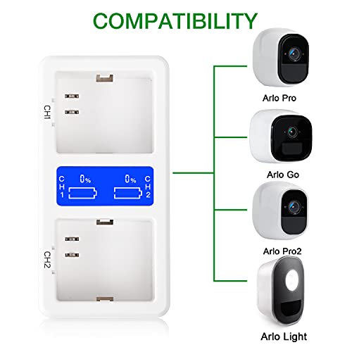 Battery Charging Station Compatible With Arlo Pro, Arlo Pro 2, Arlo Go, Arlo Light Camera, Digital Led Screen Dual Charger Station For Arlo Batteries Only (Batteries Not Included) #TOP1
