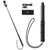 Insta360用自撮り棒 114cm アクションカメラ自撮り棒 1/4インチネジ 長さ23.5cmから114cmまで 調節可能 アルミ製＋シリコーン 延長一脚ポール 軽量 伸縮自由 持ち運び便利 hero13/12/11用 Insta360X5 X4 X3に対応 スマホホルダー付き iphone/Androidに対応