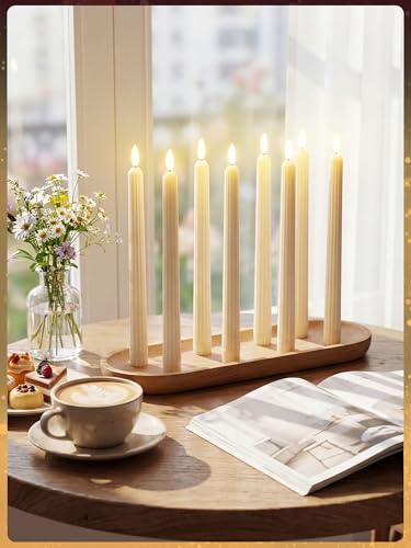 Image of Retisee 50 Pcs 11 Inch Flameless Taper Candles LED Candles Bulk Battery Operated Taper Candle Flickering LED Candlesticks for Valentines Birthday Wedding Party Decor (Roman Style, Ivory)