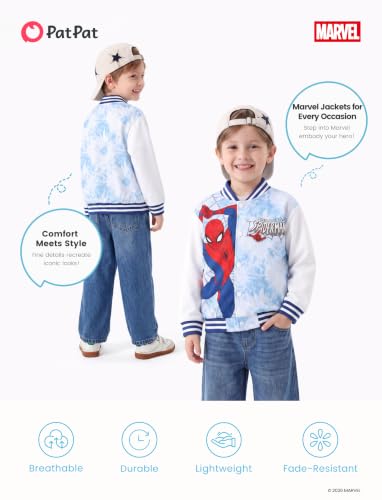 Image of Disney Marvel Bomber Jacket Spider Man Toy Story Cars Varsity Cardigan2-13Y | Officially Licensed Snap Button Coat,Fall Star Wars Graphic Cloth Top,Hulk Venom Stitch Mickey Lightning Mcqueen Kids Apparel