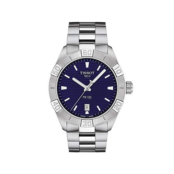 Tissot mens PR 100 Classic Stainless Steel Dress Watch Grey T1016101104100
