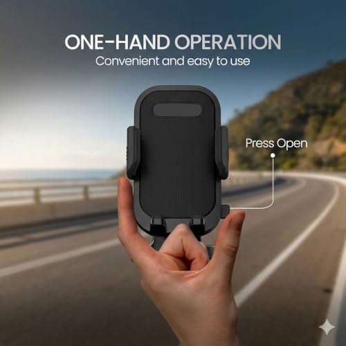 Image of MountPro k7 Car Phone Holder for Dashboard & Windshield,Strong Suction Cup Mount with 360 Rotation,Shockproof Build Mobile Stand for Car,Universal Adjustable Cradle for All Smartphones, Black