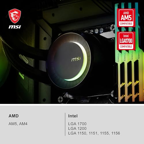 Image of MSI MAG CORELIQUID E240 AIO CPU Liquid Cooler - Enlarged Copper Cold Plate, ARGB Blockhead & FDB Fans, Dual-Chamber Water Block, Split-Flow Radiator, Mystic Light Supported - AMD & Intel Compatible