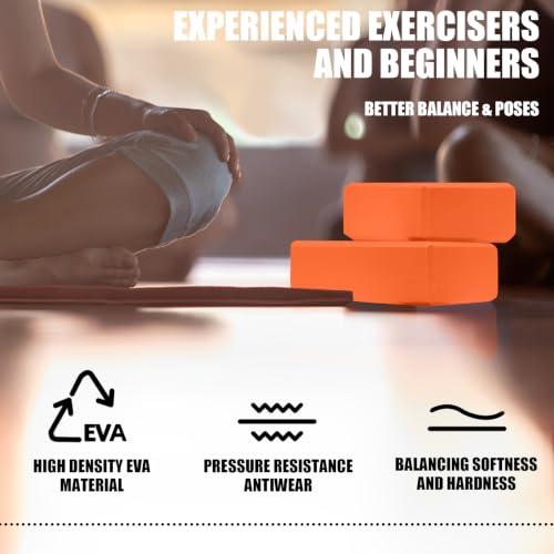 Image of Septo 2 Pcs Yoga Blocks, 9x6x3 Inch Foam Blocks for Pilates | High density EVA foam Yoga Props lightweight non-slip surface for meditation stretching balance training