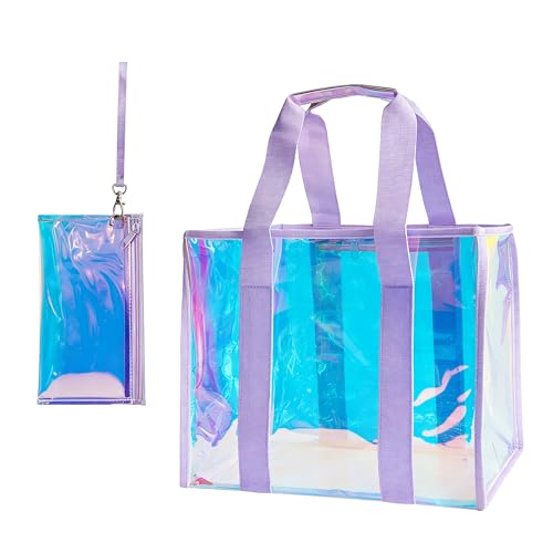 Sac fourre-tout holographique en PVC transparent imperméable ONEART avec poignées