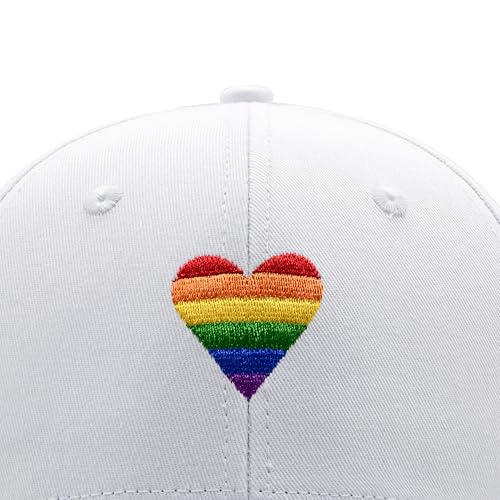 Image of LGBT Pride Baseball Hat, Embroidered Rainbow Heart Hat, Adjustable Gay Lesbian Love Cap for Men Women