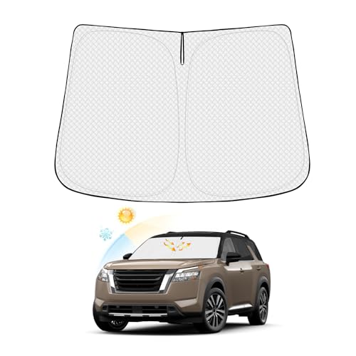 Image of Canvcle Windshield Sun Shade for 2022-2025 2026 Nissan Pathfinder Accessories Thicken 6-Layer Front Window Sunshade Cover Sun Visor Protector Foldable Block UV Rays Keep Vehicle Cool