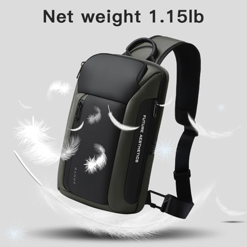 Image of BANGE Sling Bag, Waterproof Men's Chest Bag Shoulder bags Crossbody Sling Backpack for Men, Army Green