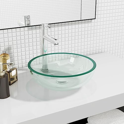 Vasque Salle de Bain,Lavabo Verre trempé 35x12 cm Transparent pour Cuisine, Wc d'invités