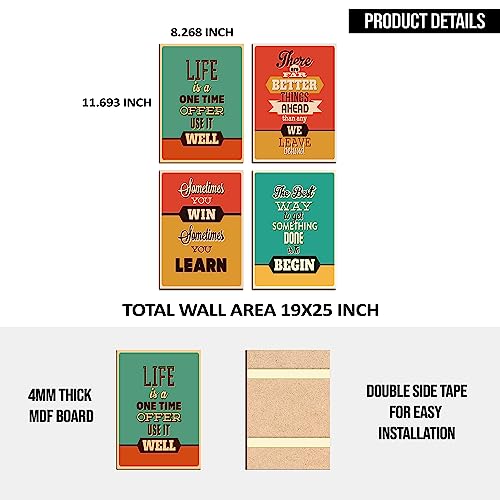 Image of PAPER PLANE DESIGN Poster Frames Quotes Size- 8.25 x 11.75 inch, Set of 4, Motivational (C)