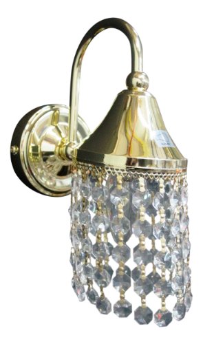 1 Lamp Polished Brass Finish Wall Light With Acrylic Droplets 40W
