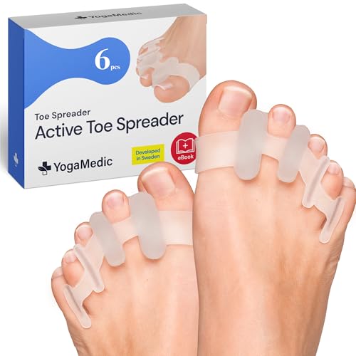 YOGAMEDIC Silicone Toe Separator Set (6 Pieces) - 3 Pairs with Graduated Firmness - Soft Foot Alignment Spacers for Men &amp; Women - Anatomical Gel Spreaders for Shoes, Yoga, and Home - One Size