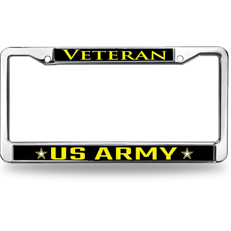 Image of US Army Vet License Plate Frame Patriotic US Army Veteran Weather-Proof License Plate Frame Proud US Veteran License Plate Frame Cheerful Gift for Veteran