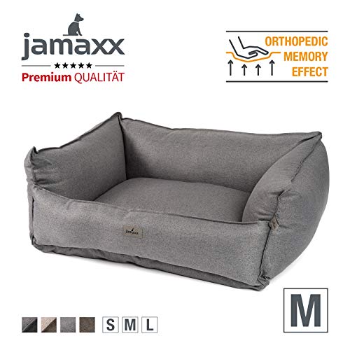 JAMAXX Premium Hundebett - Orthopädisch Memory Visco Füllung, Extra-Hohe Ränder, Waschbar, Hochwertiger Stoff mit viel Eleganz, Hundesofa PDB2018 (M) 90x70 grau