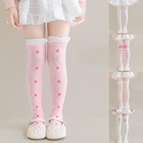 Stylish Girls Over Knee Socks Lovely Flower Pattern Fun And Fashionable Long Stockings For Ages 3-8T Children's Long3