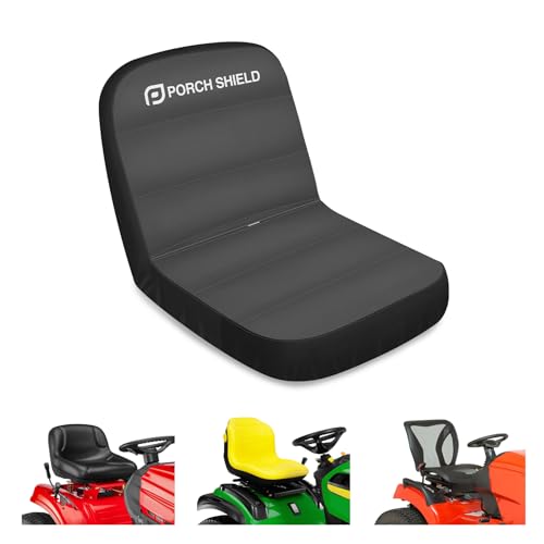 Porch Shield Tractor Seat Cover Waterproof Riding Lawn Mower Seat Cover with Buffer Base Up to 15 Black & Gray Medium