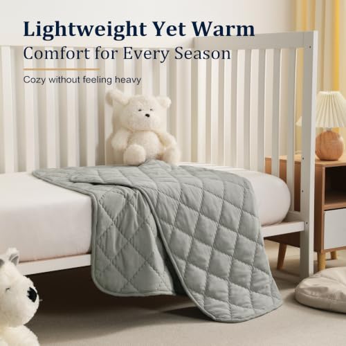 Image of BEDSUM Toddler Quilt 43x60, Microfiber Kids Quilt Toddler Bed, Smoke Grey | Lightweight Soft Comfort for Toddler Beds, Daycare, Preschool Naps, Boys Girls, Machine Washable All Season Toddler Comforter