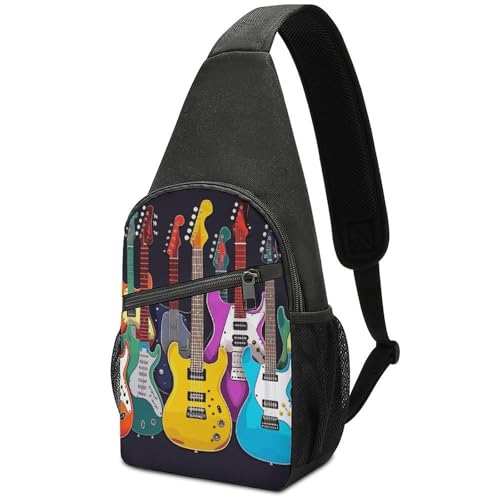 Colorful Guitars Sling Bag Casual Chest Bag Crossbody Shoulder