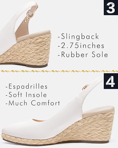 Image of Juliet Holy Womens Wedge Sandals Espadrilles Closed Toe Slingback Buckle Strap Comfortable Casual Summer Wedges Shoes