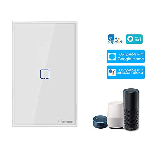 KKmoon SONOFF T0US1C-TX 1 Gang Interruptor Interruptor de Luz de Parede Wi-fi Inteligente APP/Touch
