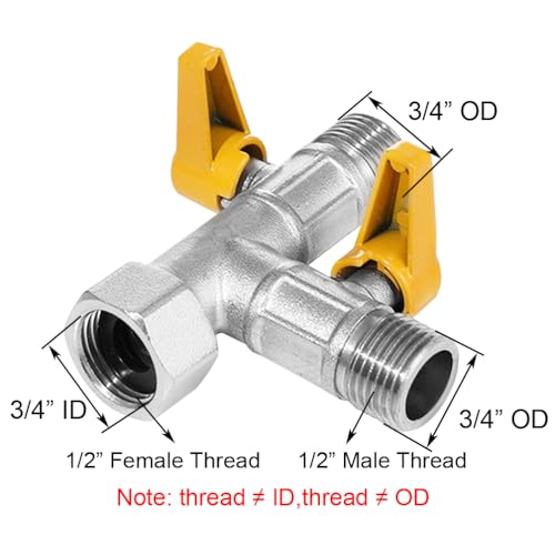 Image of RV Winterizing Kit, 3 /8 inch Hose Barb Copper Nickel Plated T-shaped 3-Way by-Pass Switch Valve Replacement Kit,with 3 Black Washers and 3 Clamps