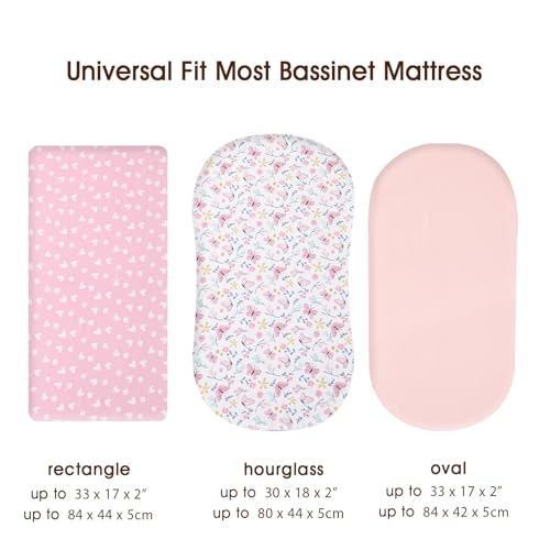 Image of PHF 3 Pack Soft Bassinet Sheets, Butterfly Breathable Comfy Cradle Sheets for Baby Girls, No Slip Universal Fit for Most Cradle and Bassinet Mattress, Butterfly