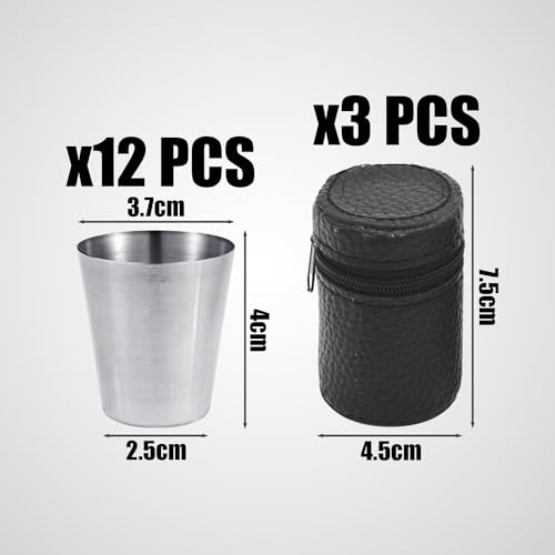 BEIBXHQQ 12-Piece Portable Mugs, 3-Piece Storage Bag Set, Stainless Steel Mugs, Hiking Mugs, Portable Mug Set - Image 2