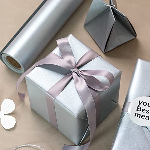 Image of RUSPEPA Silver Matte Wrapping Paper - Solid Color Pearly - luster Paper Perfect for Wedding, Birthday, Christmas, Baby Shower -17 Inches X 32.8 Feet