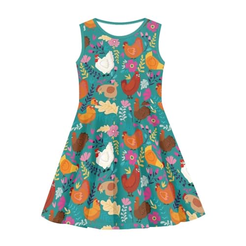 A-Line Flowy Dress for Girls Summer Outfits Sleeveless Dresses Casual Sundress4