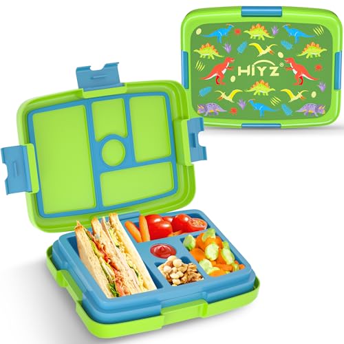 HiYZ Kids Bento Box, Lunch Box for Kids, 5-Compartment Kids Lunch Box – Ideal Portion Sizes for Children Girls Boys, Leak-Proof Kids Lunch Containers for School, Travel (Dinosaur)