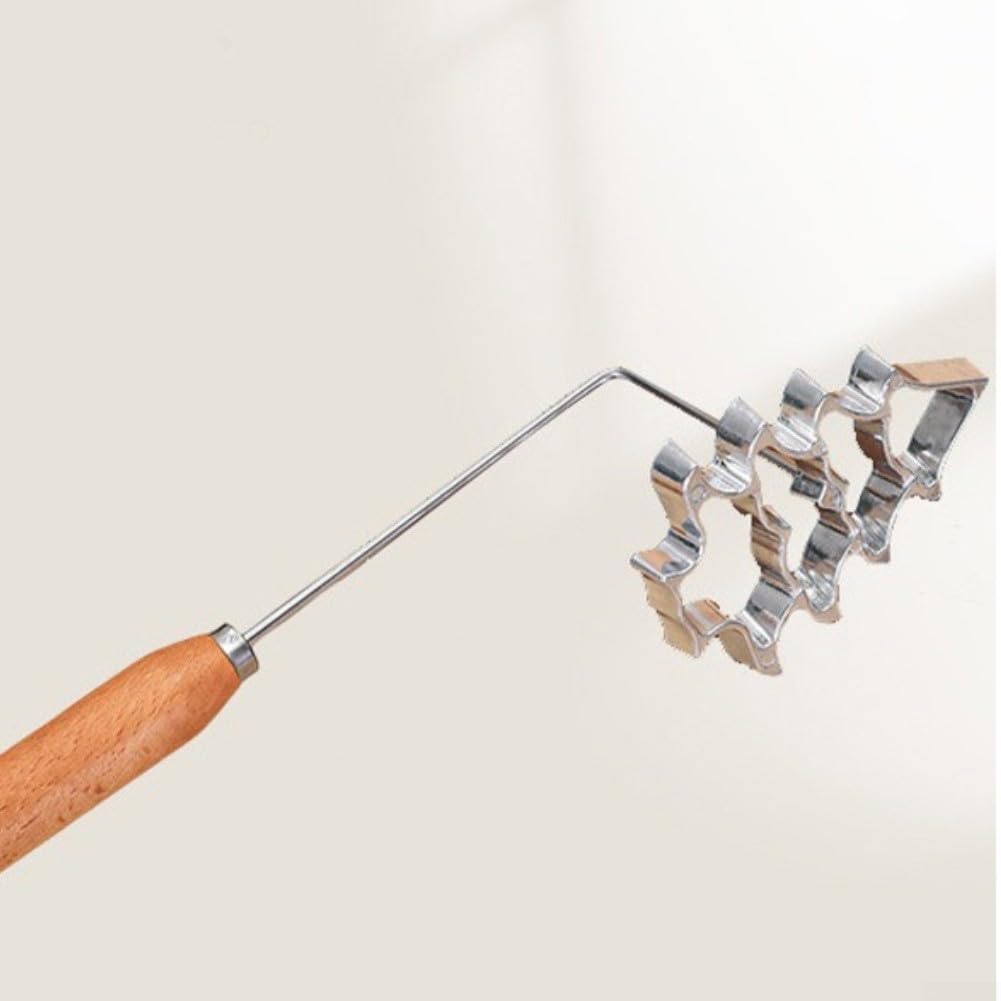 Fauhapyway Moldes Fritura Aleación Aluminio Antiadherentes Mango para madera