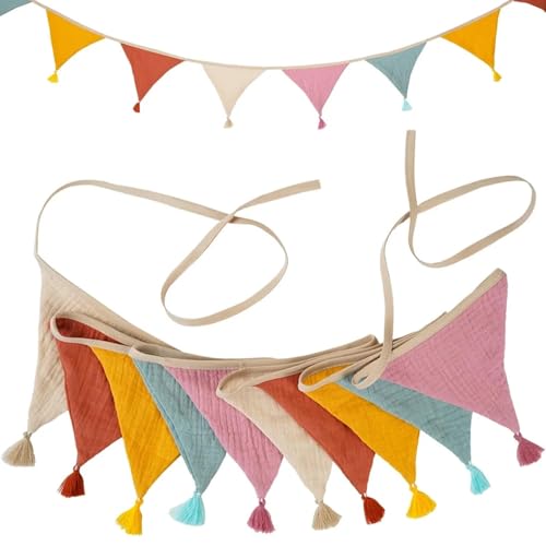 JOOTUEPO Triangolo Bandiera Ghirlanda, Bandierine, Tessuto Bunting, Ghirlande Triangolari in Cotone lavabile, Per Bambini Appesa Bandiera Per Matrimonio Compleanno Baby Shower Party Baby Shower