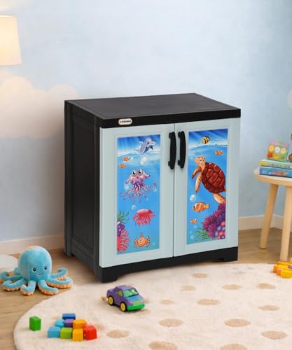Image of Prima Viva-1 Junior Plastic Cabinet for Kid| 2-Compartment Multipurpose Organizer | Under Water-Theme Design | Strong & Spacious Cupboard for Toys, Clothes & Essentials