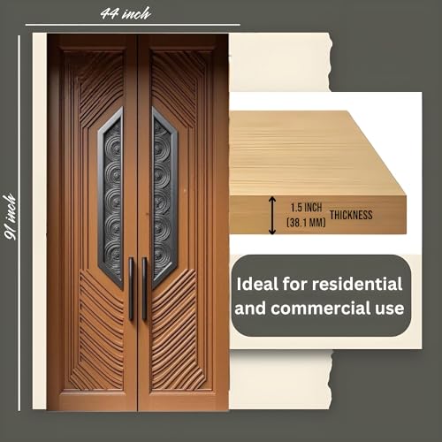 Image of Australian HANDICRAFTS- Sagwan Wood Double Door Designer Hand-Carved Teak Wood Front Gate for Home & Kitchen Traditional Wooden Main Entrance Door (Wooden Natural Color, 91x44 inch)