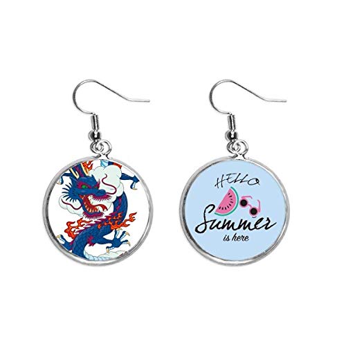 Pendientes de sandía estivales y dragón chino para paseos
