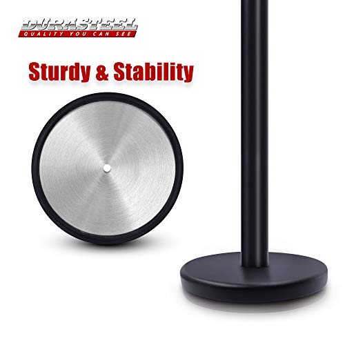 Heavy Duty Crowd Control Stanchion - Durasteel Premium Steel Black Stanchions - 6.5 Feet Black Retractable Belt - Safety Barrier Stands & Line Dividers - Set Of 2 #TOP5